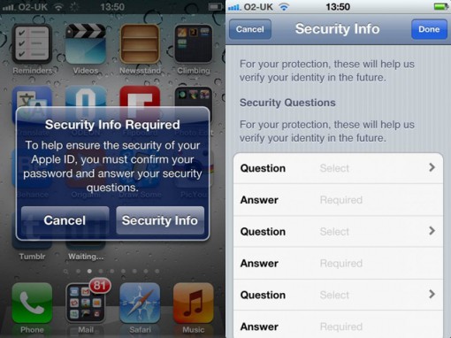 Sicherheitsfrage Apple iOS