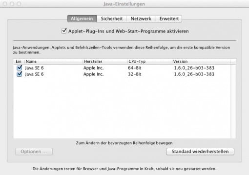 Tipp: Java für Mac OS X Lion installieren