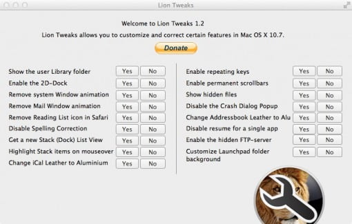 Lion Tweaks verändert Einstellungen für OS X 10.7