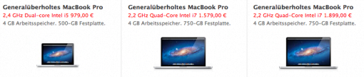 Viele neue Refurbished-Mac verfügbar