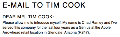 Ex-Mitarbeiter schreibt offenen Brief an Tim Cook