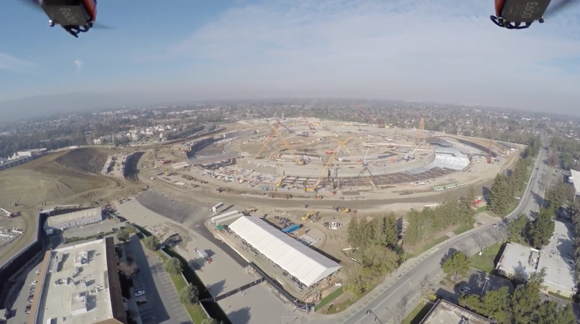 Baufortschritt des Apple Campus 2 aus Drohnensicht