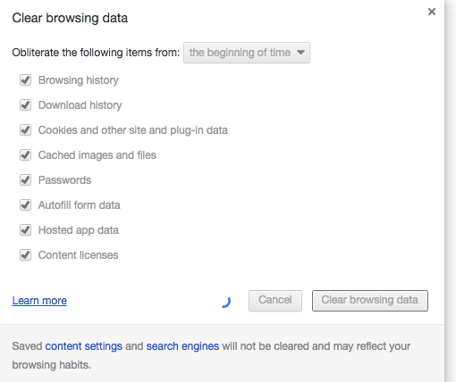 Clear Browing Data