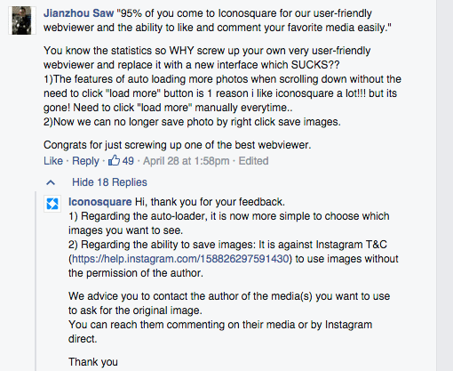 Iconosquare Facebook Argument