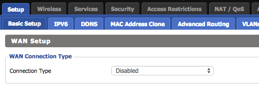 WAN Connection Type Disabled