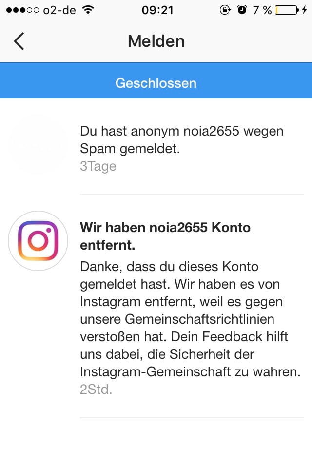 Instagram Spam melden