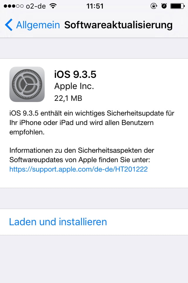 Extrem wichtiges iOS Update 9.3.5 verfügbar