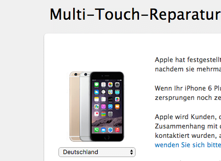 Multi-Touch-Reparaturprogramm für iPhone 6 Plus: 167,10 Euro