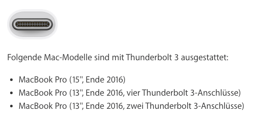 Kompatibilität des Apple Thunderbolt 3 (USB-C) auf Thunderbolt 2 Adapters