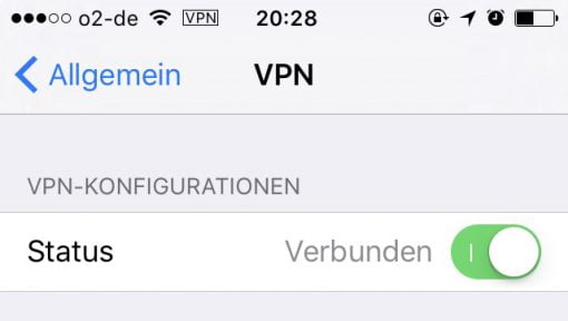 iOS VPN anschalten