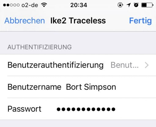 IKEv2 iOS Zertifikat und Passwort