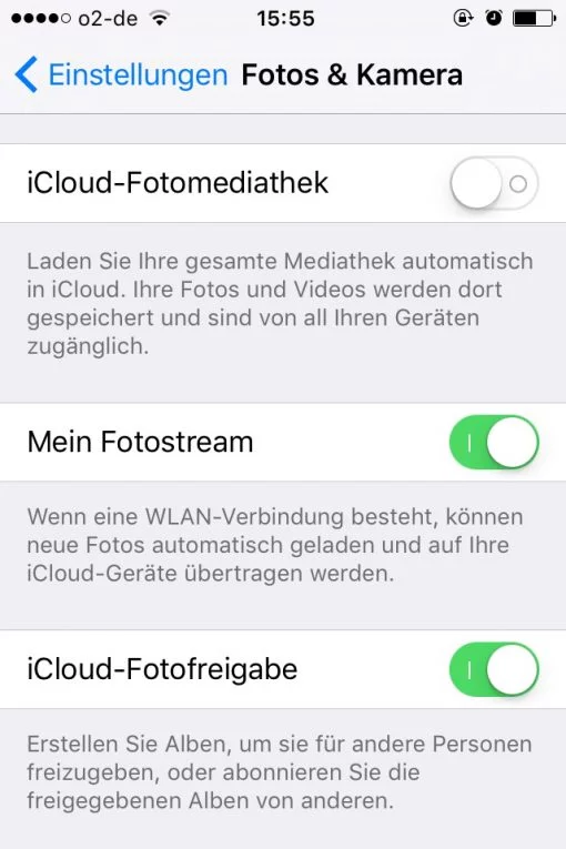 iOS iCloud Fotomediathek