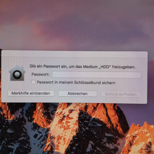 Passwort für HDD macOS