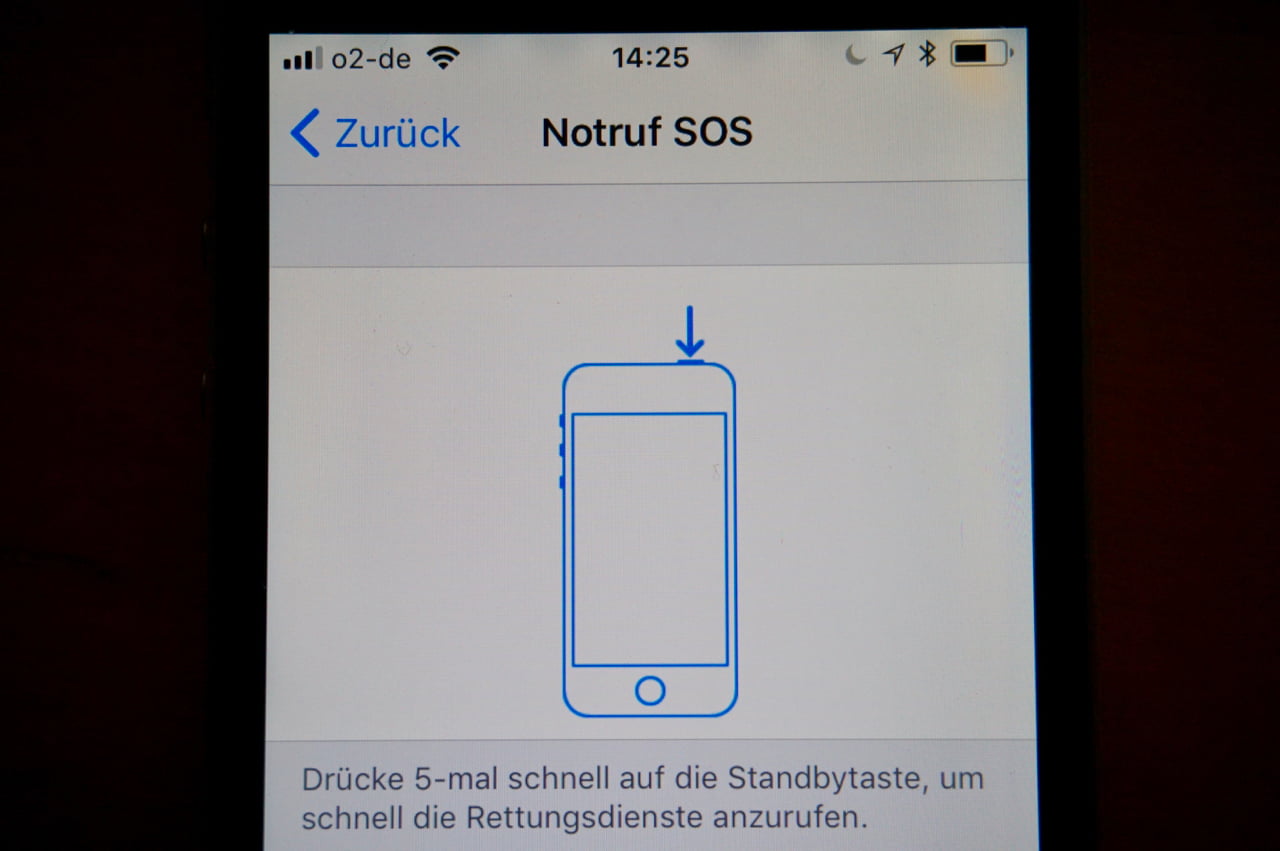 iOS 11: 5x kurz auf die Standbytaste gedrückt löst Notruf aus
