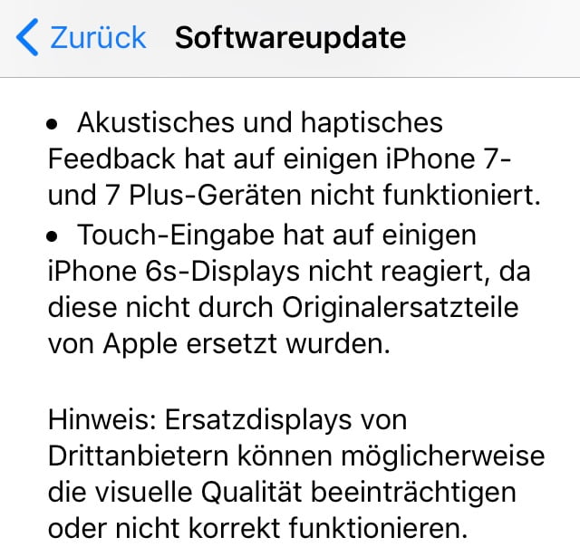 iOS Softwareupdate