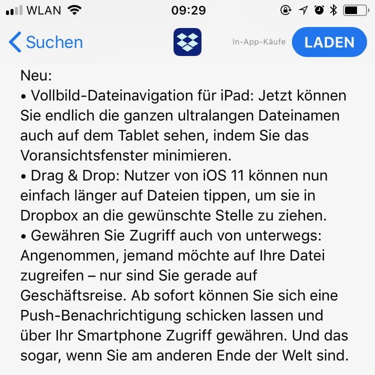 Dropbox Update iOS App