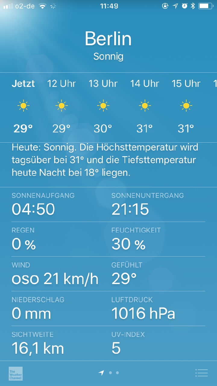 Sommervorbereitung: UV Index in der iOS Wetter App anzeigen