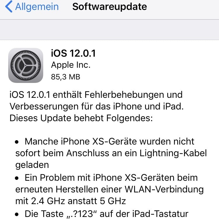 iOS 12.0.1 Update