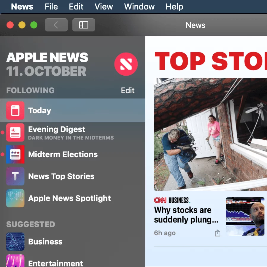 Apple News App auf deutschem macOS Mojave System hervorzaubern