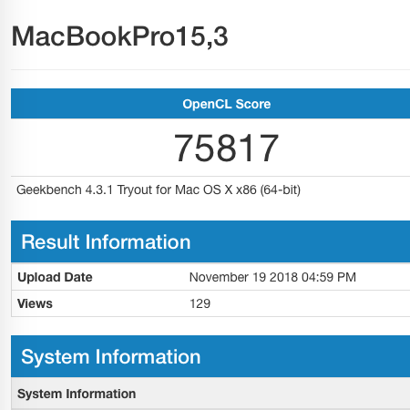 macbook pro vega 20 open cl benchmark