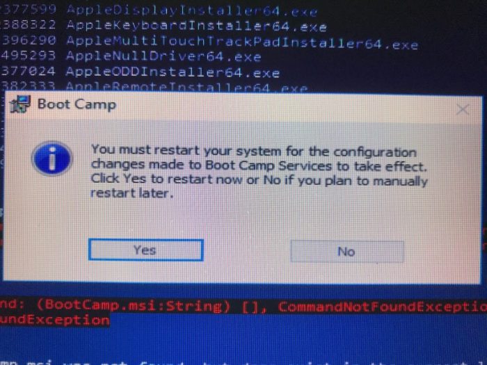 restart boot camp