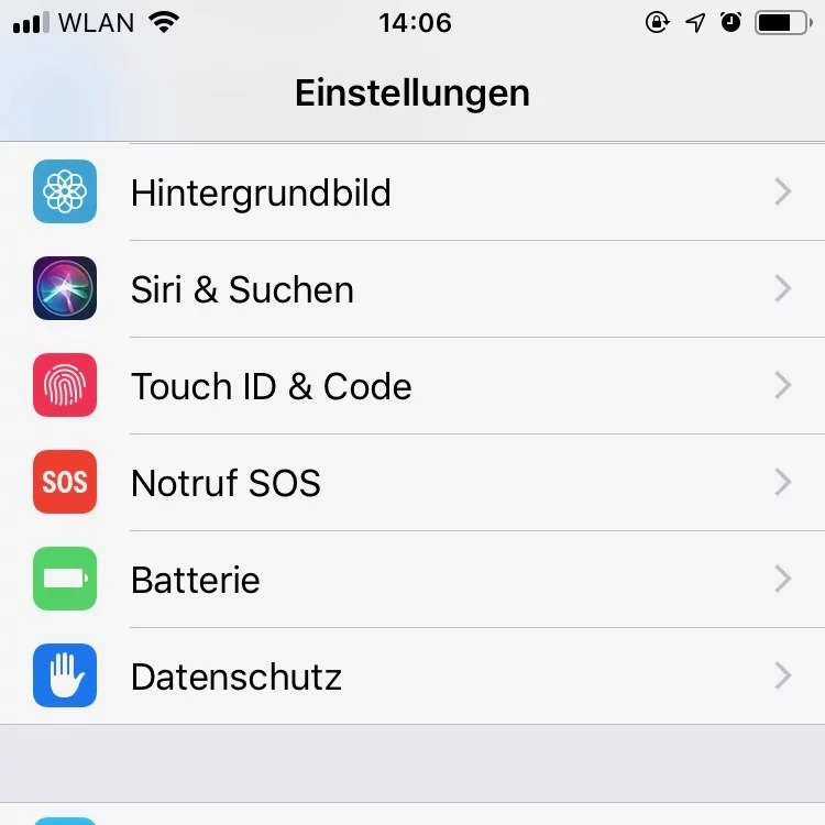 iOS Einstellungen