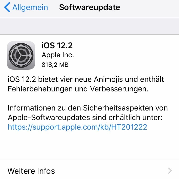 Apple veröffentlicht iOS 12.2 mit neuen Funktionen