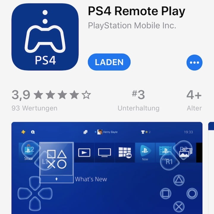 Remote Play App für die Sony PS4