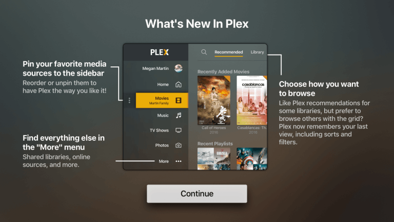 Plex überarbeitet App Design fürs Apple TV