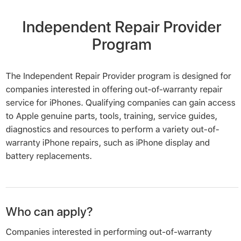 apple independent repair provider program