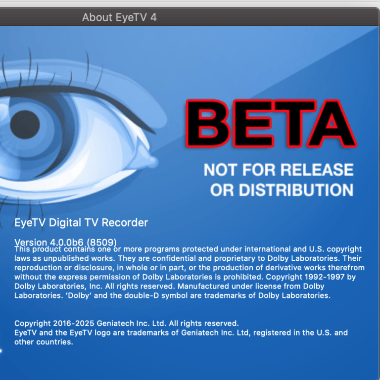eyeTV 4 als Betaversion für macOS Catalina