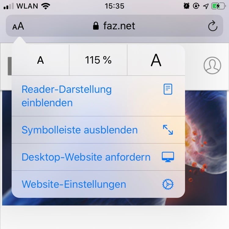 iOS 13: Schriftgröße im Safari Browser verändern und vergrößern
