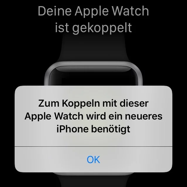 zum koppeln mit dieser apple watch wird ein neueres iphone benötigt