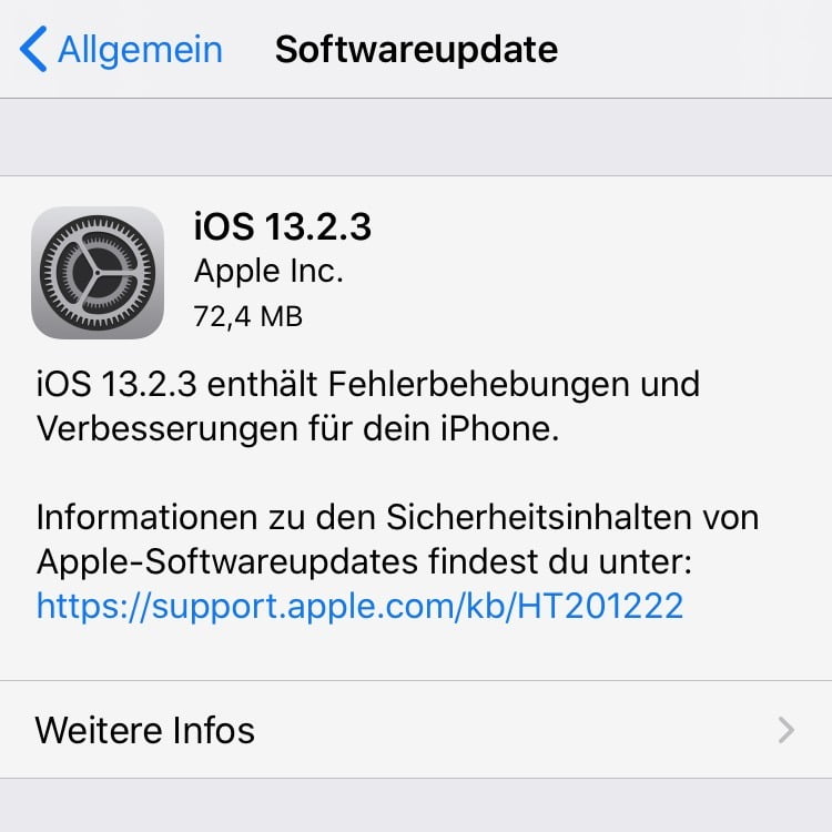 iOS und iPadOS 13.2.3 erschienen
