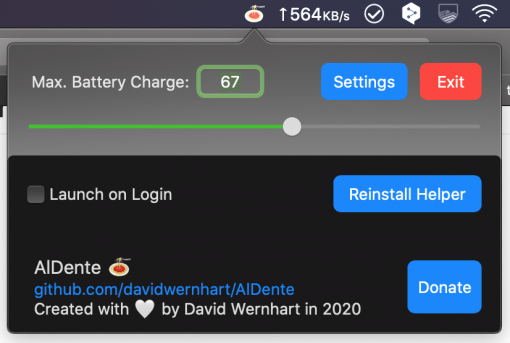 Aldente Options Limit Macbook Battery Charge