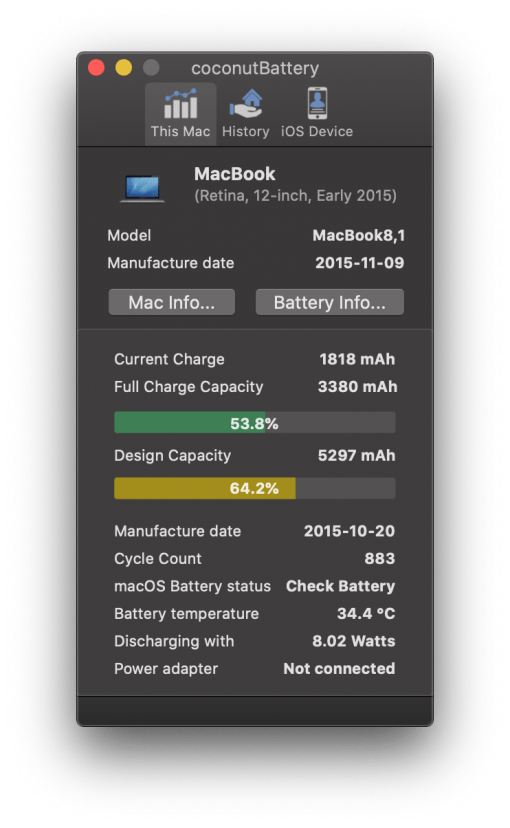Macbook Battery Status With Coconut Battery