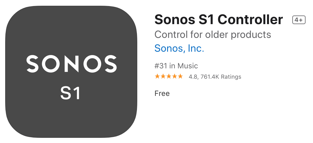 Sonos S1 Controller App