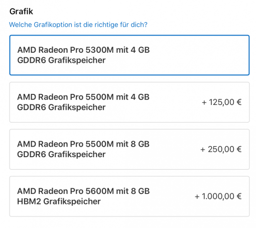 Amd Radeon Pro 5600m Aufpreis