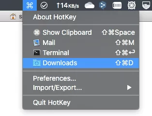 HotKey Menu Bar