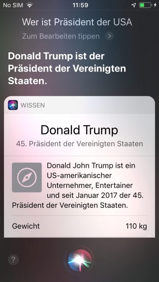 Siri iOS 13 Trump