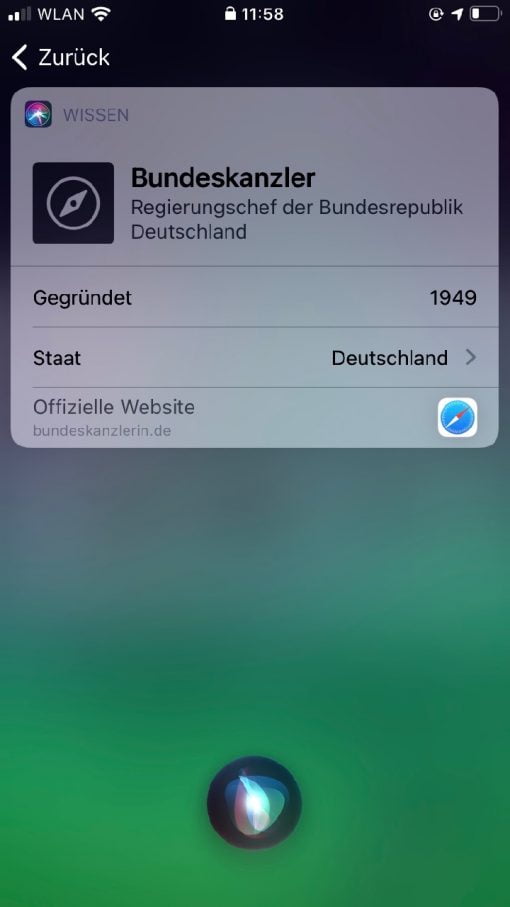 Siri iOS 14 Kanzler