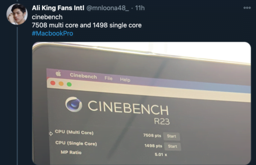 Apple Silicon M1 Cinebench