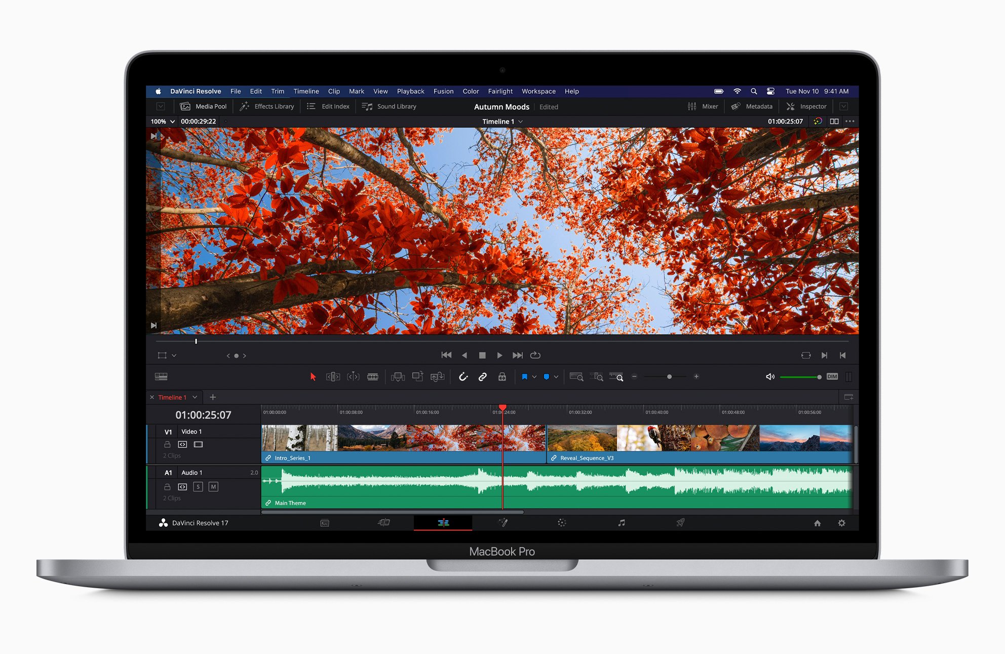 Apple new macbookpro davinci resolve screen 11102020