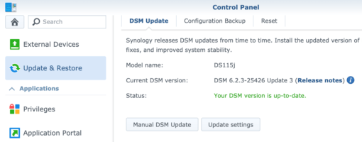 Synology DSM manual Update