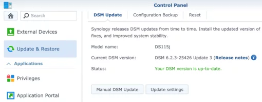 Synology DSM manual Update