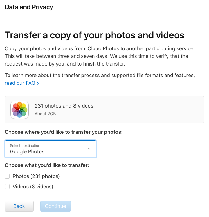 Transfer photos from iCloud to Google