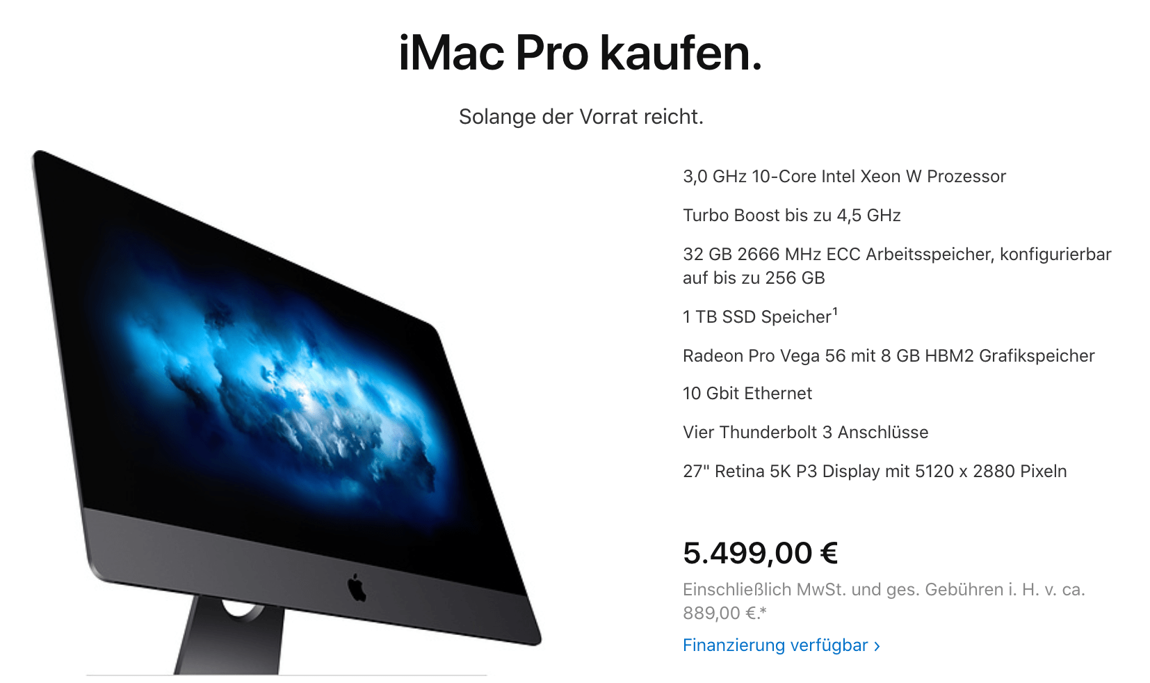 iMac Pro eingestellt