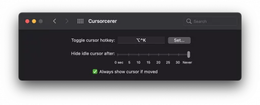 Cursorcerer Settings