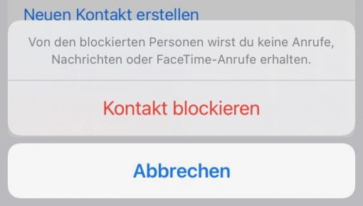 iOS block contact