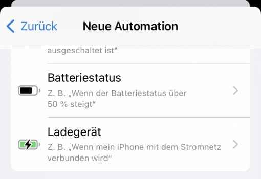 iOS Kurzbefehle Batteriestatus